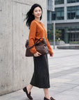 EP YAYING Faux‑Layer Color‑Block Knit Cardigan EGLIR9528B
