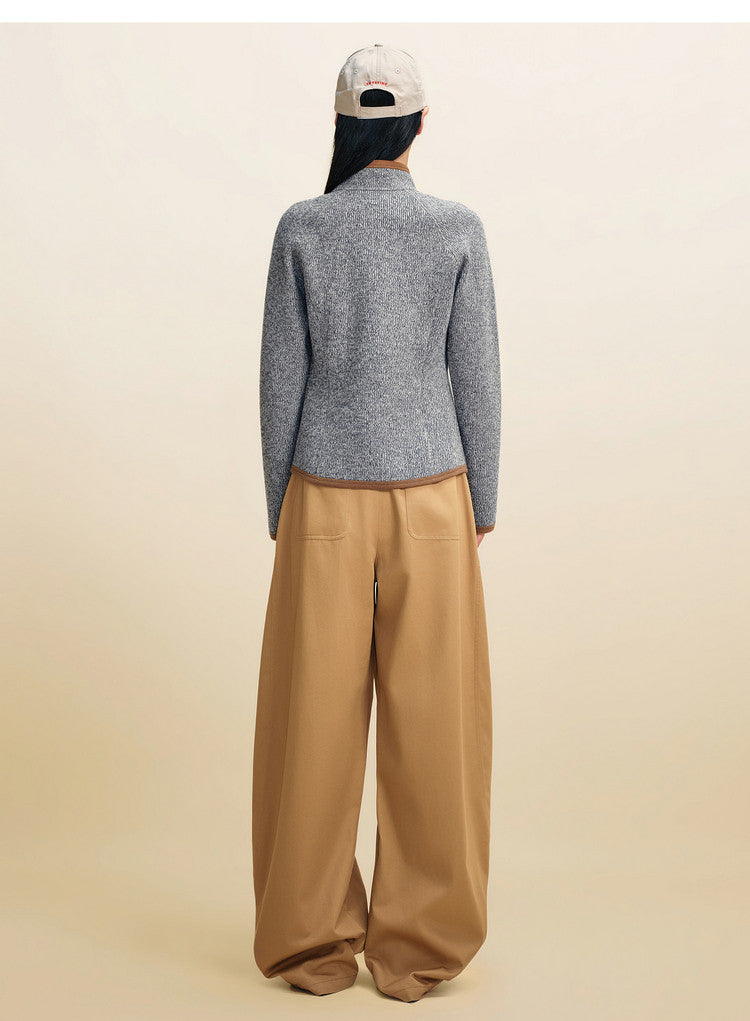 EP YAYING Lurex‑Thread Knit Cropped Sport Waist‑Cinched Jacket EGLAW1317A