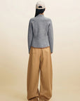 EP YAYING Lurex‑Thread Knit Cropped Sport Waist‑Cinched Jacket EGLAW1317A