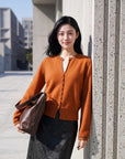 EP YAYING Faux‑Layer Color‑Block Knit Cardigan EGLIR9528B