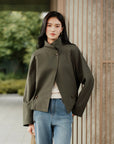YAYING Funnel-Neck Short Wool Trench Coat EPLAW7101A