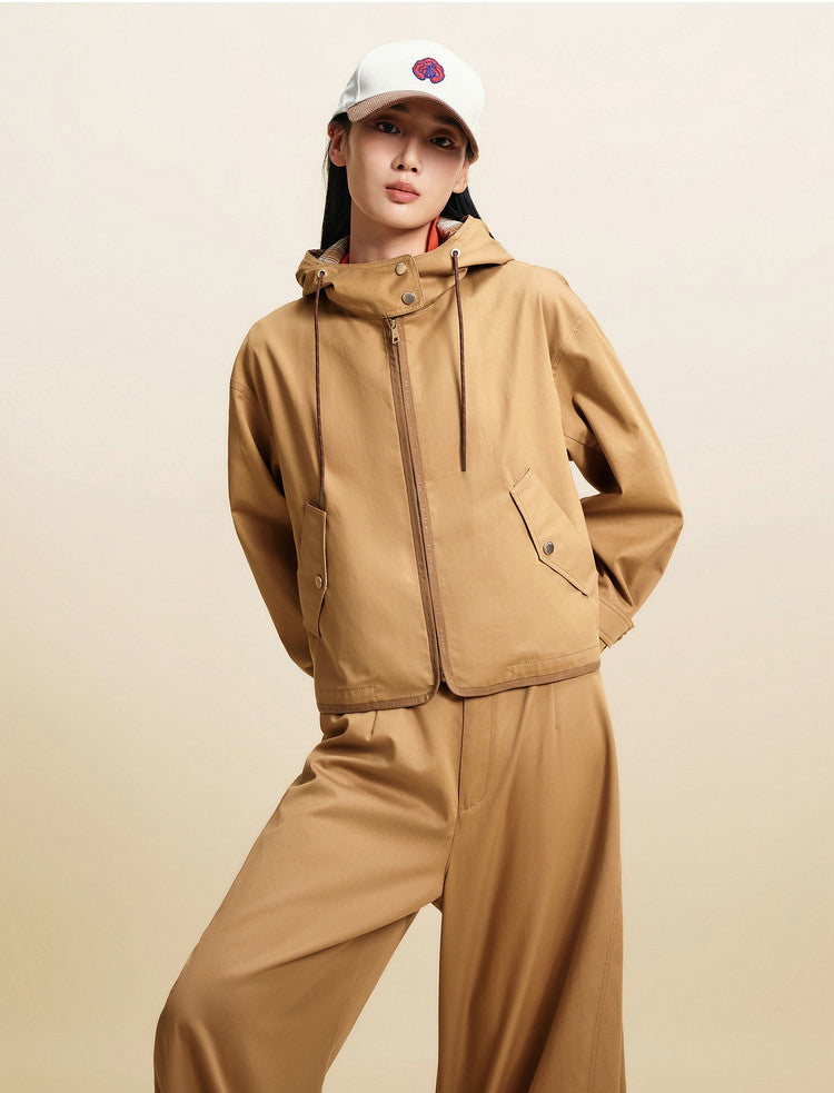 EP YAYING Soft‑Touch Cotton Oversized Hooded Casual Jacket EGLIC1312A
