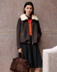 EP YAYING Lapel‑Collar Coffee‑Tone Yak‑Wool‑Blend Jacket EGLIR1515A