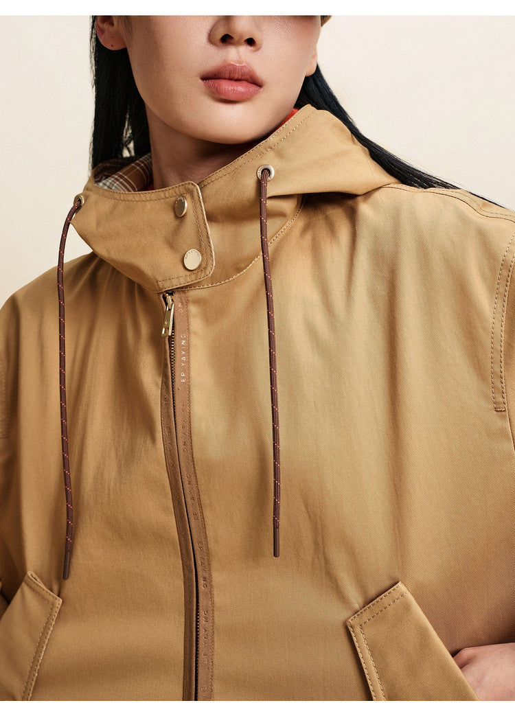 EP YAYING Soft‑Touch Cotton Oversized Hooded Casual Jacket EGLIC1312A
