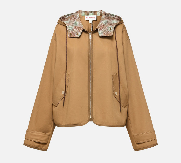 EP YAYING Soft‑Touch Cotton Oversized Hooded Casual Jacket EGLIC1312A