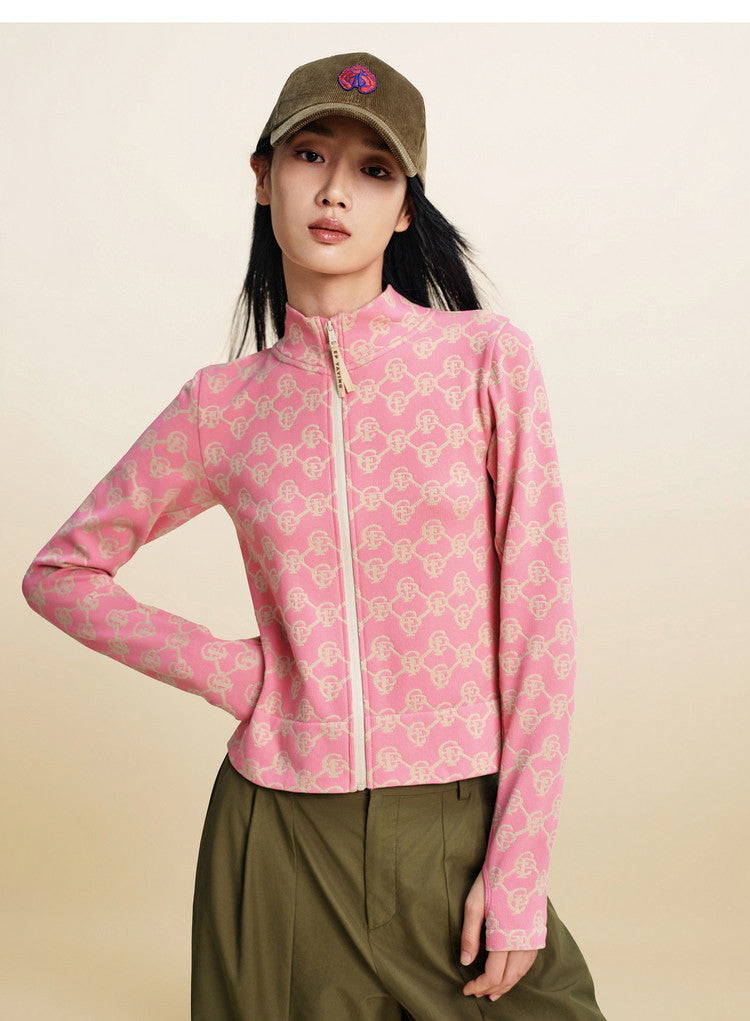 EP YAYING Women’s Outdoor Sport Stretch Waist‑Cinched Printed Knit Jacket EGLAA1315A