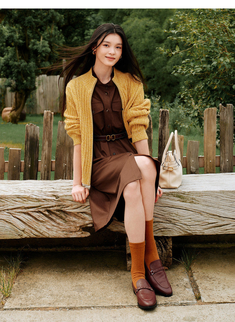EP YAYING Cable‑Knit Textured Knit Jacket EGLIR9129A