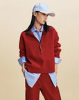 EP YAYING Double‑Faced Fleece Sport‑Style Stand‑Collar Sweatshirt EGLIA5205A