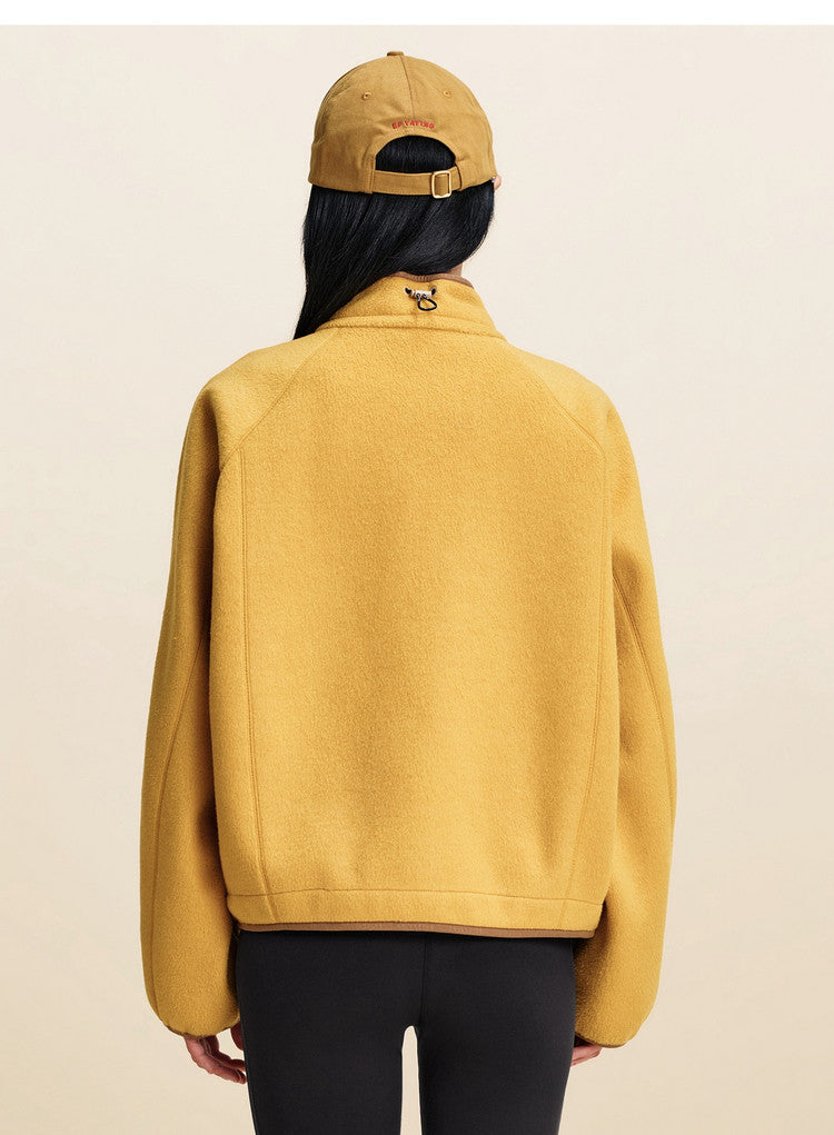 EP YAYING Wool‑Brushed Color‑Blocked Warm Jacket EGLIW1305C