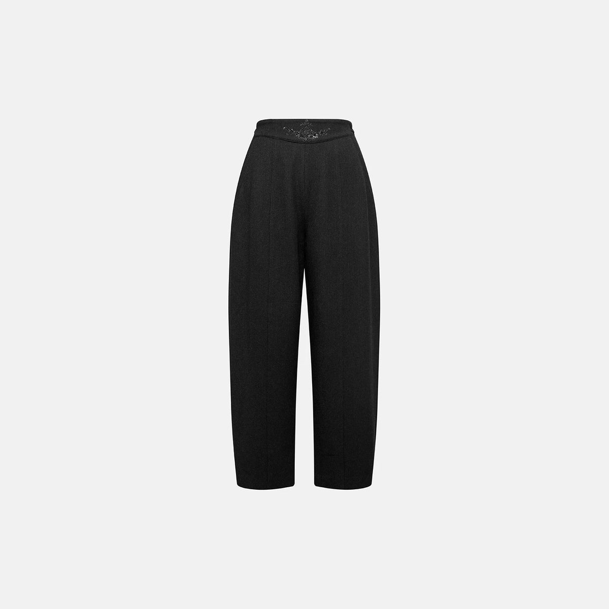 EP YAYING High-Waist Wide-Leg Embroidered Wool Trousers EGLAW6450A