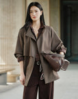 YAYING Funnel-Neck Long Wool Trench Coat EPLAW7202A