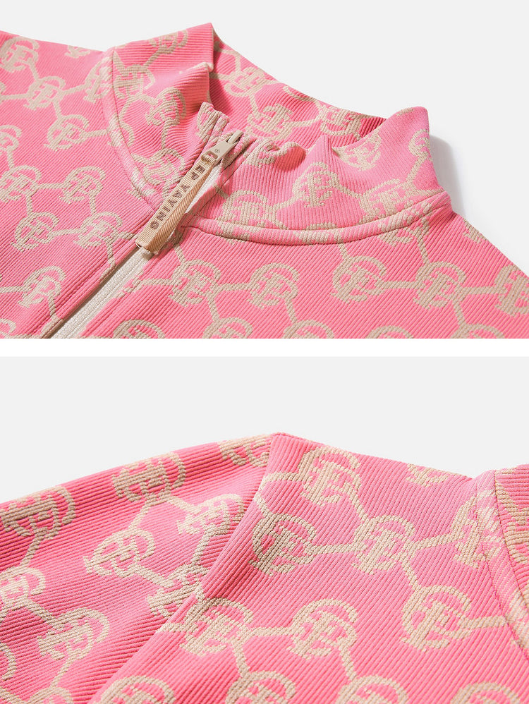EP YAYING Women’s Outdoor Sport Stretch Waist‑Cinched Printed Knit Jacket EGLAA1315A