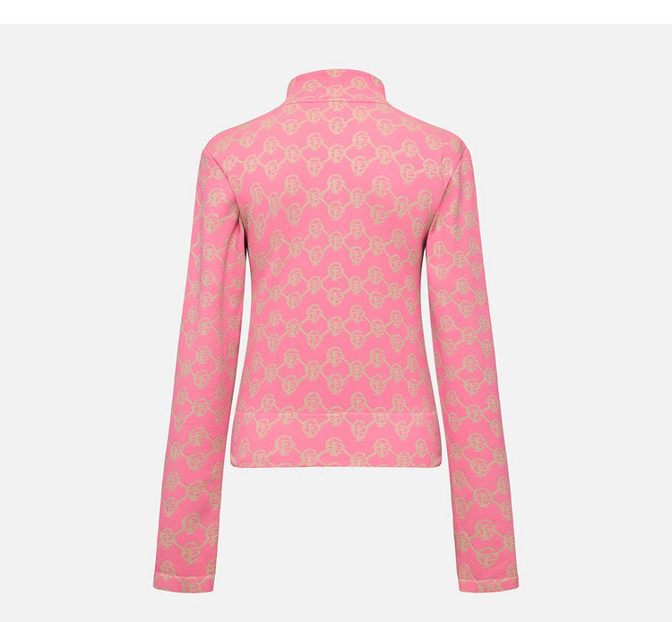 EP YAYING Women’s Outdoor Sport Stretch Waist‑Cinched Printed Knit Jacket EGLAA1315A
