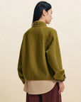EP YAYING Wool‑Brushed Color‑Blocked Warm Jacket EGLIW1305A