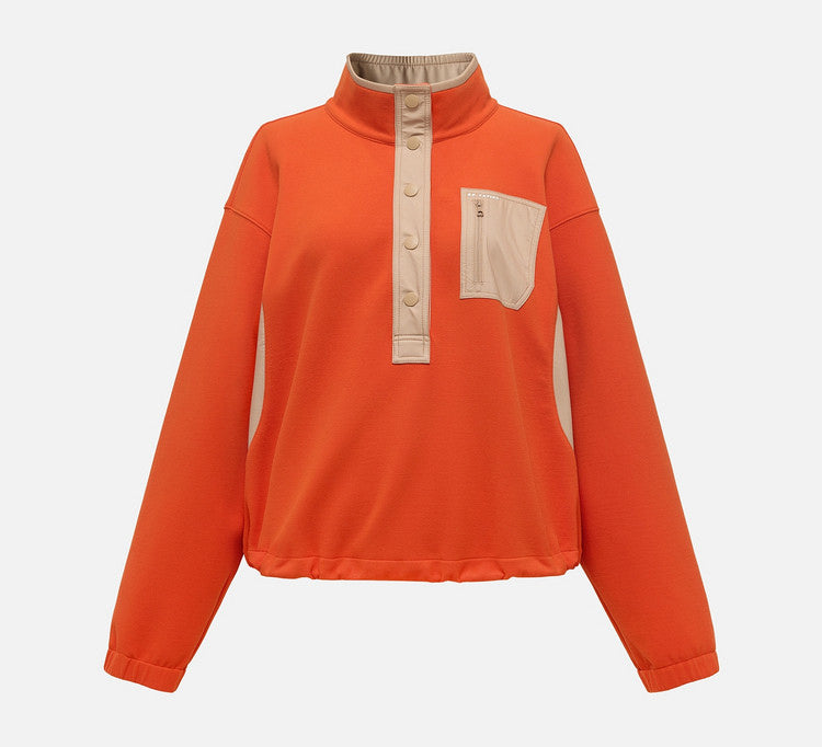 EP YAYING Double‑Faced Fleece Color‑Block Stand‑Collar Sweatshirt EGLIA5203A