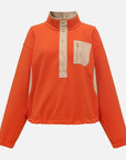 EP YAYING Double‑Faced Fleece Color‑Block Stand‑Collar Sweatshirt EGLIA5203A