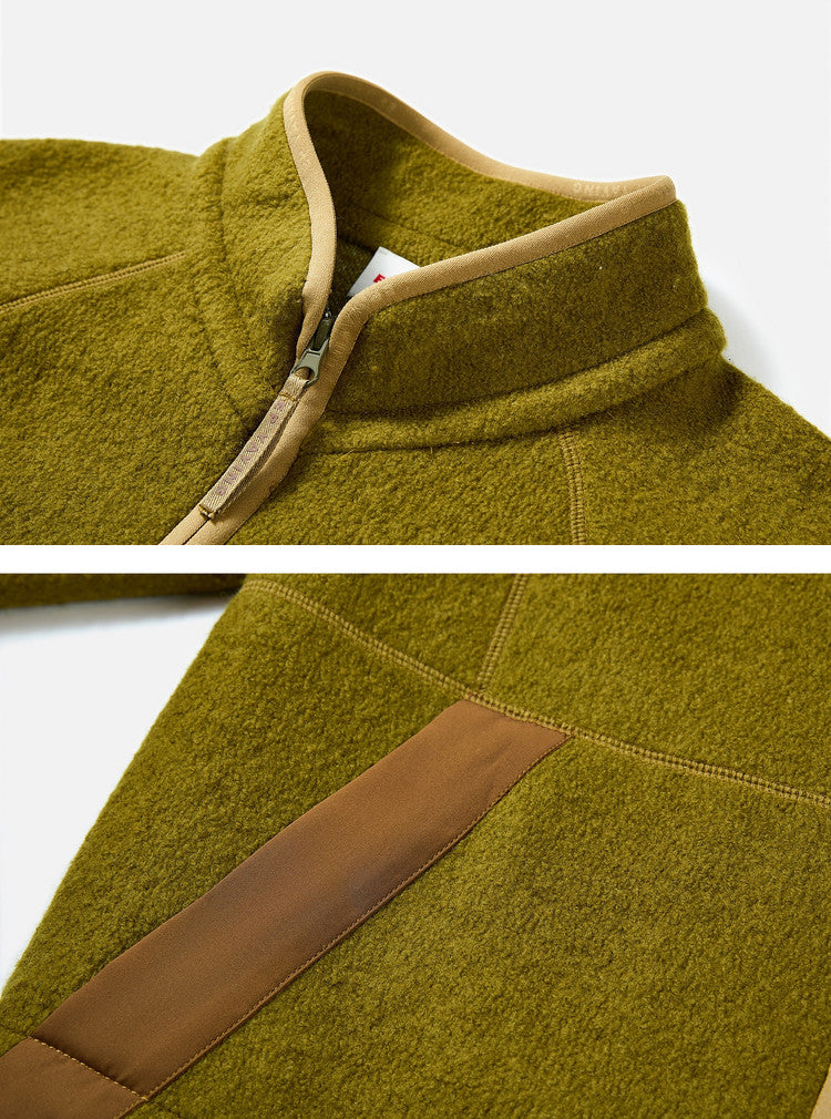 EP YAYING Wool‑Brushed Color‑Blocked Warm Jacket EGLIW1305A