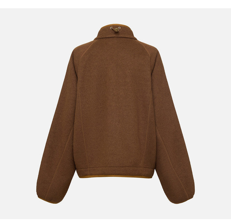 EP YAYING Wool‑Brushed Color‑Blocked Warm Jacket EGLIW1305B