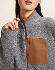 EP YAYING Lurex‑Thread Knit Cropped Sport Waist‑Cinched Jacket EGLAW1317A