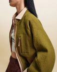 EP YAYING Wool‑Brushed Color‑Blocked Warm Jacket EGLIW1305A