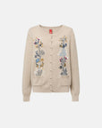 YAYING Oatmeal Embroidered Wool Cashmere Cardigan EPLAG9107A