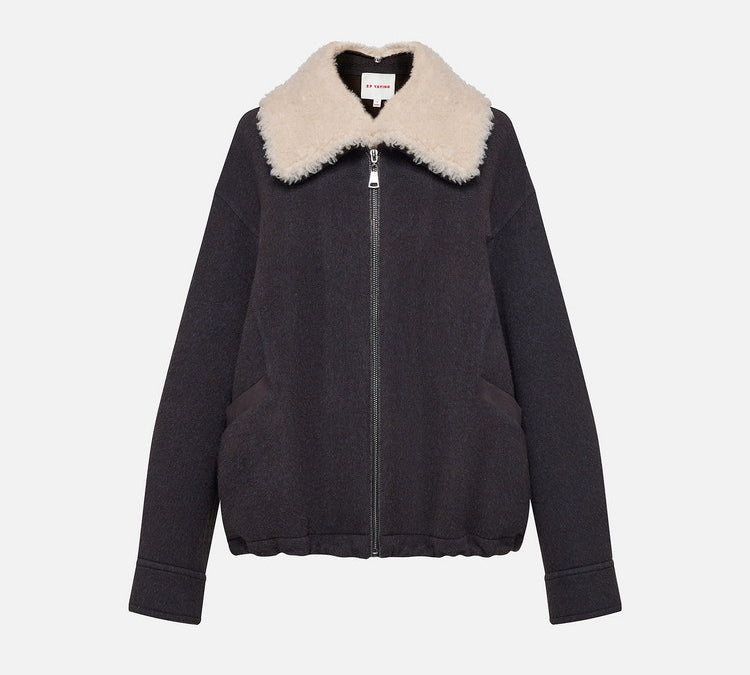 EP YAYING Lapel‑Collar Coffee‑Tone Yak‑Wool‑Blend Jacket EGLIR1515A