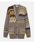 EP YAYING Relaxed‑Fit V‑Neck Jacquard Knit Cardigan in Wool‑Yak‑Wool Blend