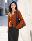 EP YAYING Faux‑Layer Color‑Block Knit Cardigan EGLIR9528B