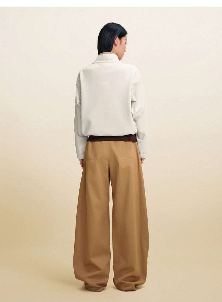 EP YAYING Double‑Faced Fleece Color‑Block Stand‑Collar Sweatshirt EGLIA5203A