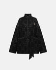 EP YAYING Crossover Tie-Waist Jacquard Coat EGLAW1207B
