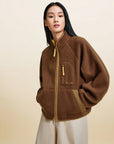 EP YAYING Wool‑Brushed Color‑Blocked Warm Jacket EGLIW1305B