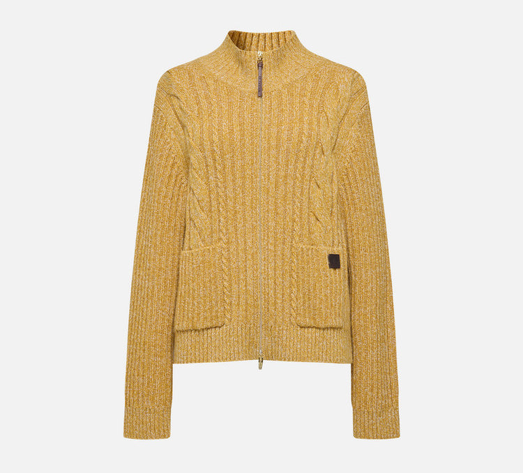 EP YAYING Cable‑Knit Textured Knit Jacket EGLIR9129A