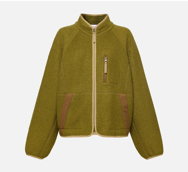EP YAYING Wool‑Brushed Color‑Blocked Warm Jacket EGLIW1305A