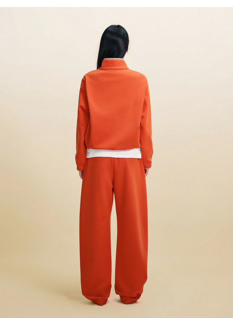 EP YAYING Double‑Faced Fleece Color‑Block Stand‑Collar Sweatshirt EGLIA5203A