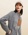 EP YAYING Lurex‑Thread Knit Cropped Sport Waist‑Cinched Jacket EGLAW1317A