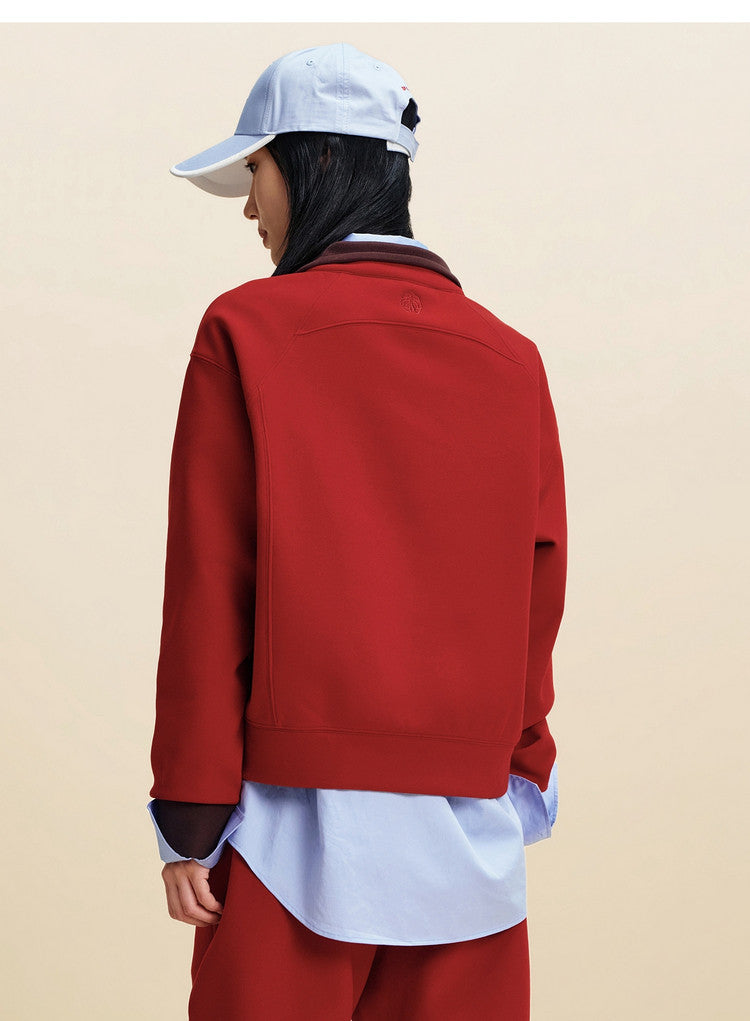 EP YAYING Double‑Faced Fleece Sport‑Style Stand‑Collar Sweatshirt EGLIA5205A