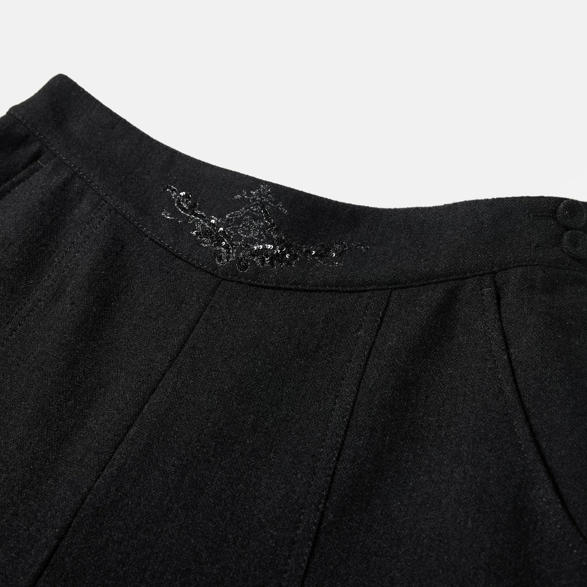 EP YAYING High-Waist Wide-Leg Embroidered Wool Trousers EGLAW6450A