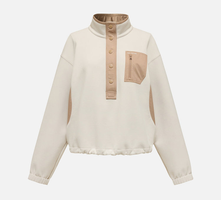 EP YAYING Double‑Faced Fleece Color‑Block Stand‑Collar Sweatshirt EGLIA5203A