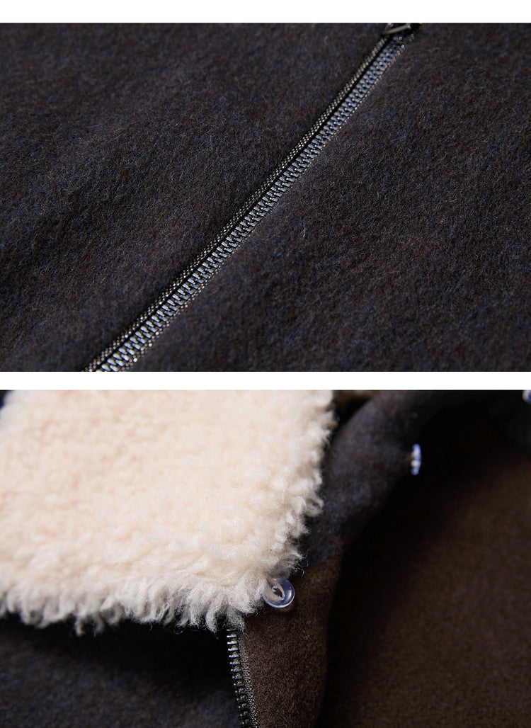 EP YAYING Lapel‑Collar Coffee‑Tone Yak‑Wool‑Blend Jacket EGLIR1515A