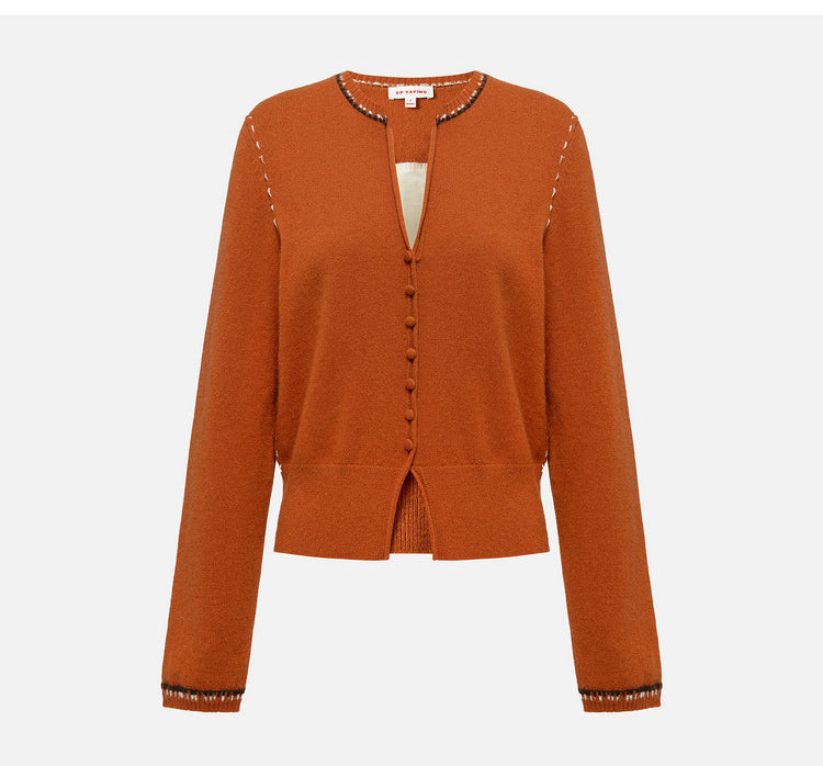 EP YAYING Faux‑Layer Color‑Block Knit Cardigan EGLIR9528B