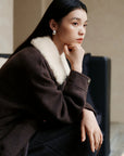 EP YAYING Lapel‑Collar Coffee‑Tone Yak‑Wool‑Blend Jacket EGLIR1515A