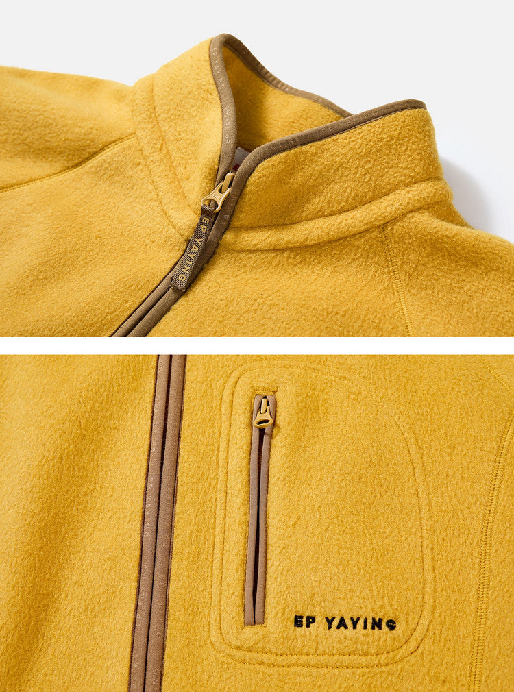 EP YAYING Wool‑Brushed Color‑Blocked Warm Jacket EGLIW1305C