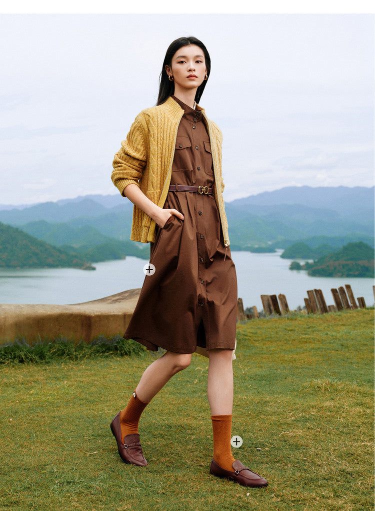 EP YAYING Cable‑Knit Textured Knit Jacket EGLIR9129A