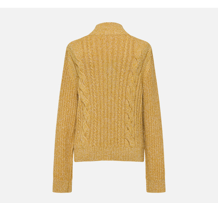 EP YAYING Cable‑Knit Textured Knit Jacket EGLIR9129A