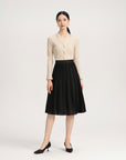 YAYING Pleated Knit Midi Skirt