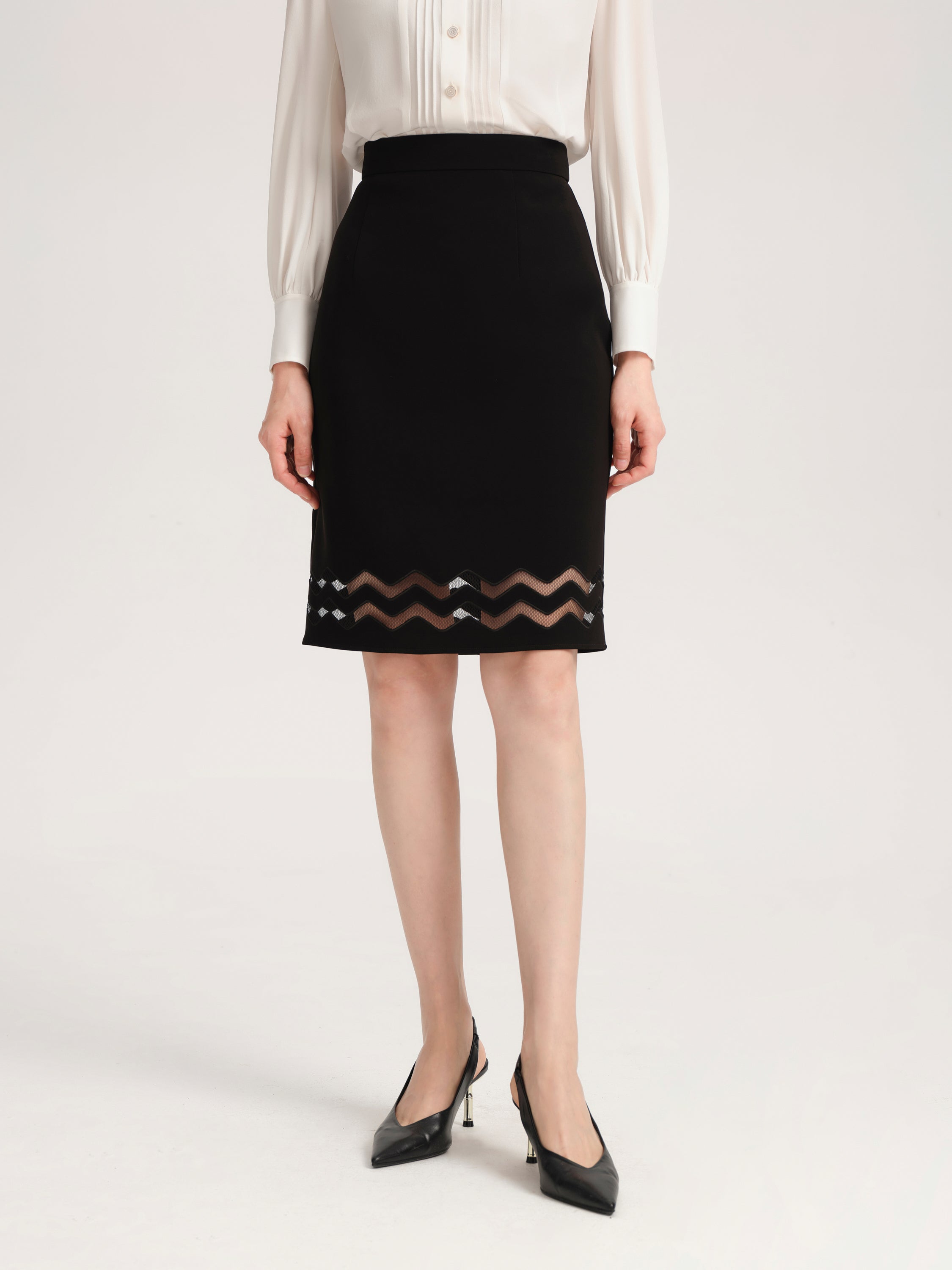 YAYING Black Midi Skirt