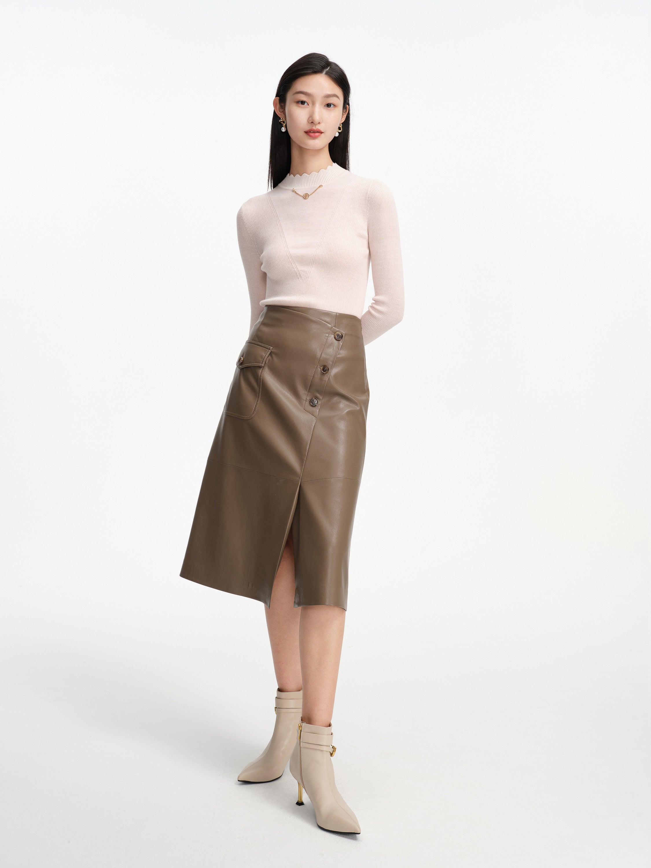 EP YAYING Wool Fit Long-seleves Sweater Top