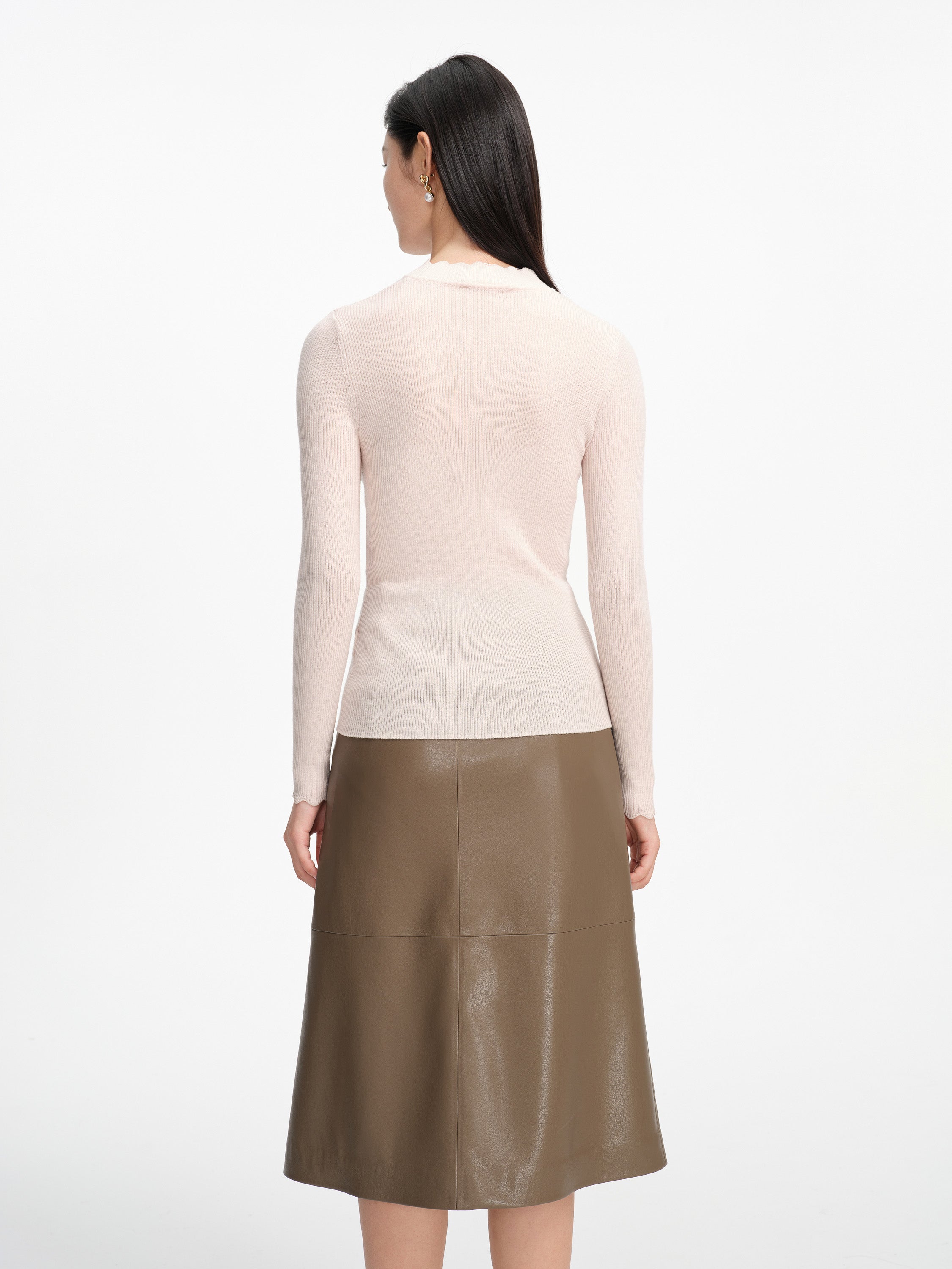 EP YAYING Wool Fit Long-seleves Sweater Top