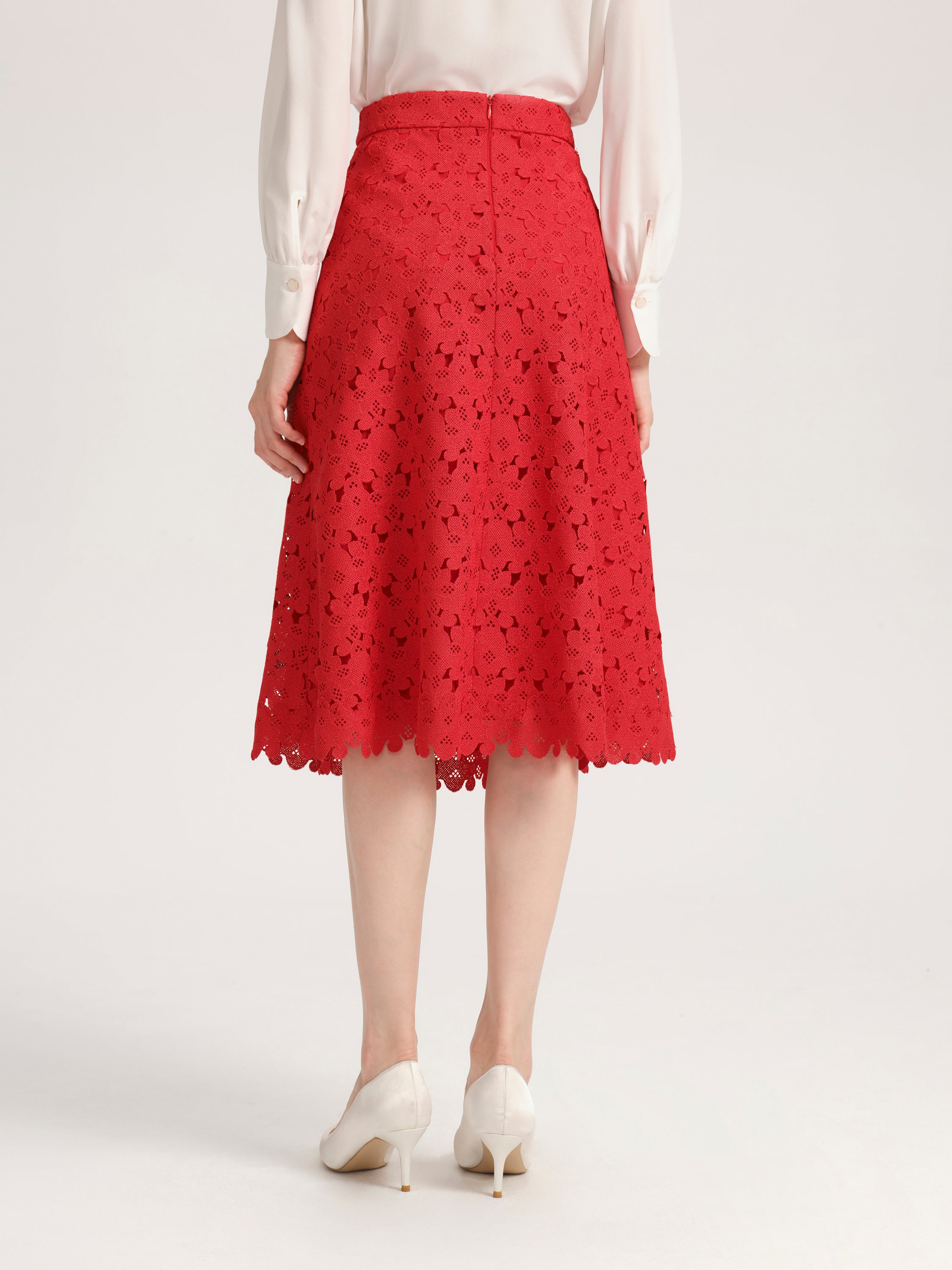 YAYING Flora Embroidery Midi Skirt