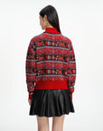 EP YAYING Retro Style Polo Jacquard Sweater